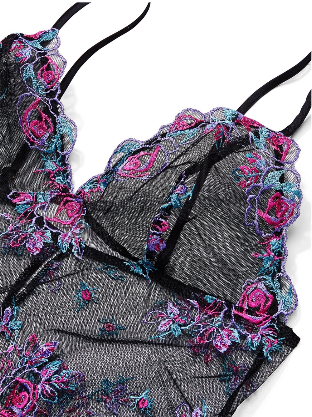 NWT Victoria's Secret Floral Embroidery Sheer Mesh lingerie Slip size L - Picture 4 of 12